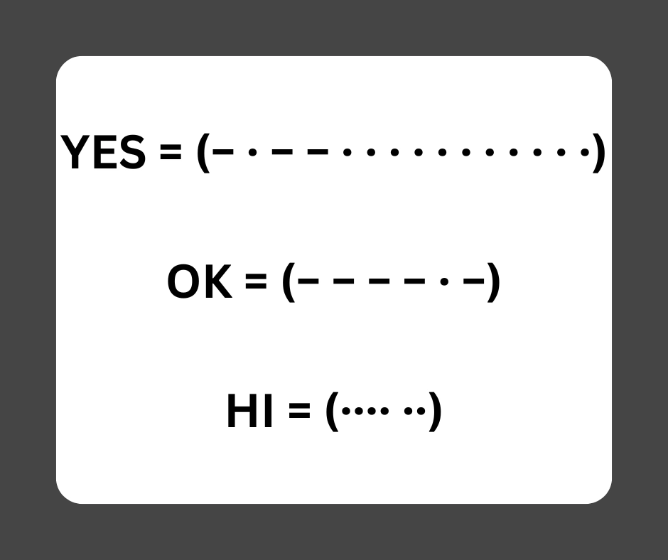 Practice words shown in Morse code