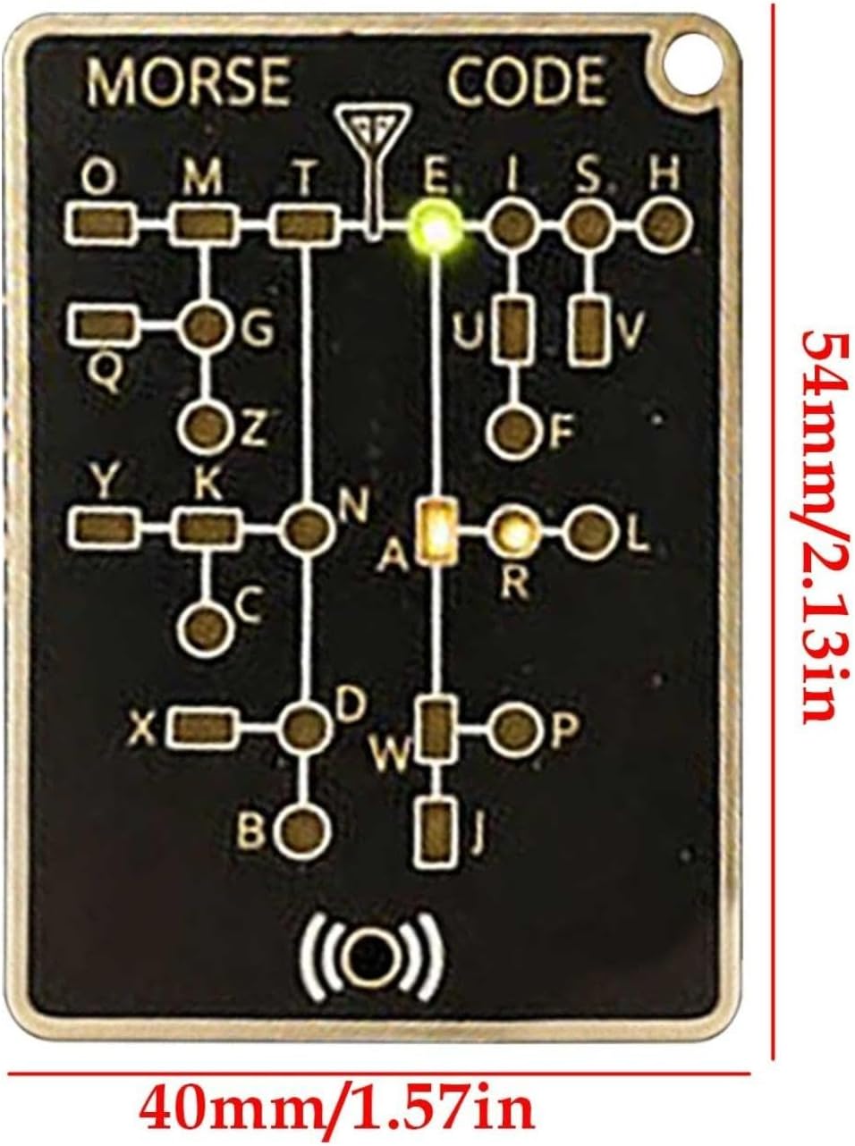 Morse code trainer card and reference tool showing character layout for practice sessions